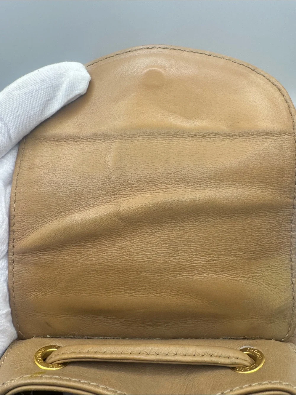 Gucci Tan Leather Backpack with Bamboo Handle with Authenticity